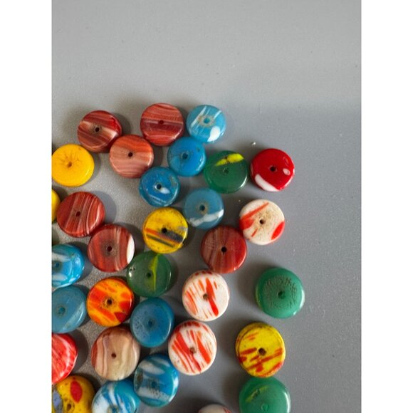 Vintage African Trade Beads Lot Disc Spacers Multicolor Mixed Materials 10-20mm - Picture 8 of 10